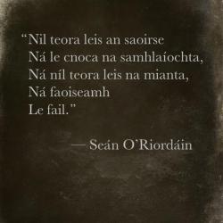 americangael:  Seán O’Riordáin, Saoirse There’s no limit