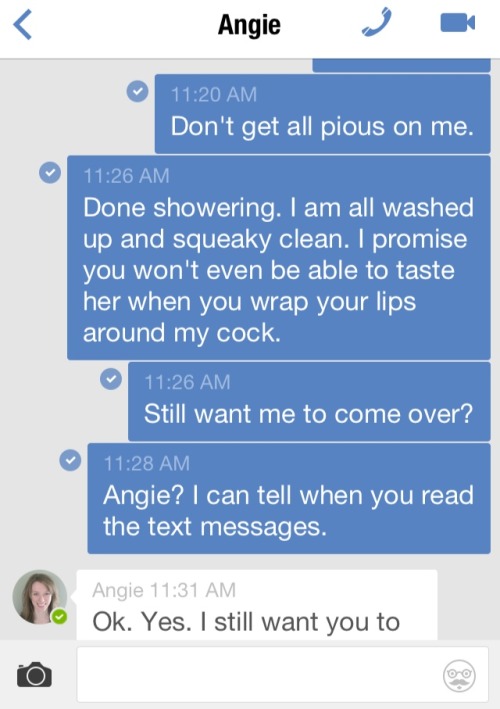 cuckoldtext:  This series is being tagged #angie to help you find previous related posts. 