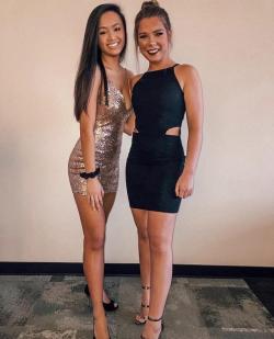 A pair of tight dresses (college freshman)