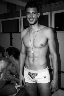 grabyourankles:  model backstage for Elian Gallardo underwear