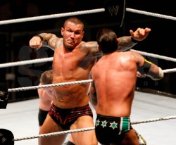 rwfan11:  Orton- throwing a sexy punch to Punk 