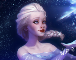 princessesfanarts:Elsa - WIP by CarolineGariba 
