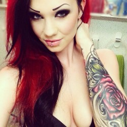 starfucked:  💋 #me #redhair #redhead #girl #piercing #inkedbabes