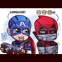lordmesa-art:  Language!!! Cap vs Marvel’s biggest potty mouth!!