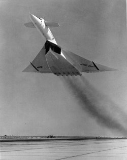 North American XB-70A Valkyrie during clean low level pass, 1964