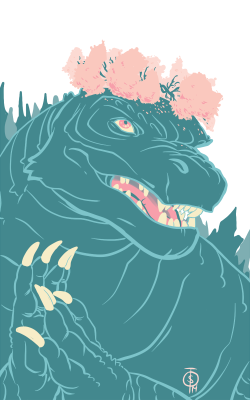 tentakrule:  Godzilla being kawaii with palette #3 for butaneandthebeast.