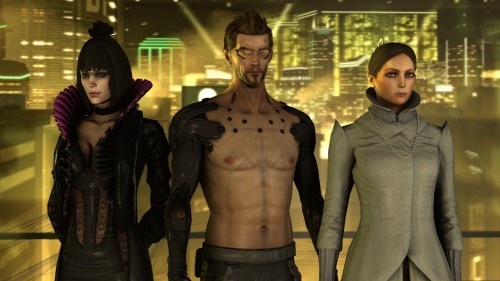 shittyhorsey:  Deus Ex: Human Revolution Models Adam Jensen, Eliza Cassan and Megan Reed models from Deus Ex: Human  Revolution. Mediocre rig included. Ports of xnalara models by ArmachamCorp 