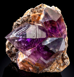 mineralists:  Amethyst crystals on matrixGoboboseb Mts, Namibia