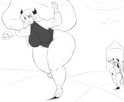 overlordzeon:  So I drew some Abby lifting up the boulder for