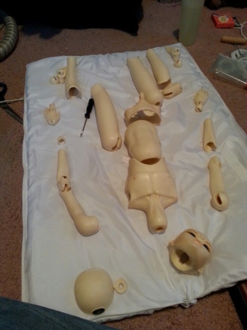 Doll maintenance! This probably looks awful to those who don’t know the hobby XD