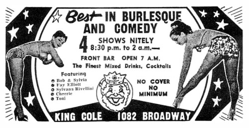 gameraboy:  1962 burlesque ads in Denver, Colorado   Tamara and Melba are some of the dancers appearing in vintage 1962 newspaper ads, promoting Denver nightlife..