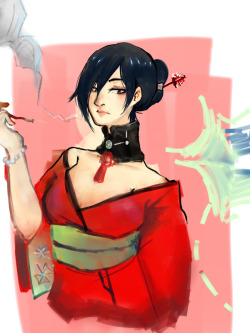 askkounoi:  Fem!Koujaku design assuming that this is Koujaku