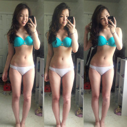 selfieasiangirl:Skinny Asian girl selfie in cute panties.