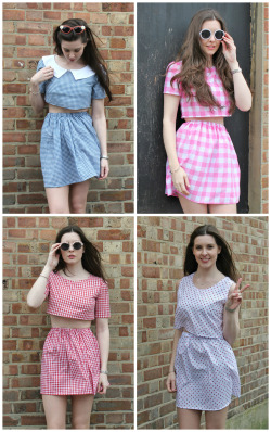 nymphetfashion:  ✿Blue Gingham Set ✿Pink Check Set ✿Red