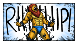 Lion FlexThis is a single colored panel from the comic done by