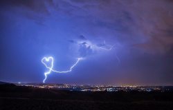 love:  Heart-shaped lightning formed during a thunderstorm over