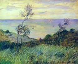 aizobnomragym:  Claude Monet “Cliffs of Varengeville, Gust