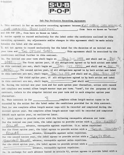 Contrato do nirvana com a sub pop pro lançamento do bleach.