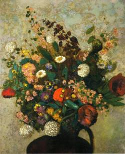 artist-redon: Bouquet of Flowers, Odilon Redon Medium: oil,canvashttps://www.wikiart.org/en/odilon-redon/bouquet-of-flowers-5