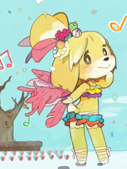 kawaiicrossiing:  Isabelle in Carnival . Is so cute¡¡ Source:http://amiamid.tumblr.com/post/42803634194/no-1023