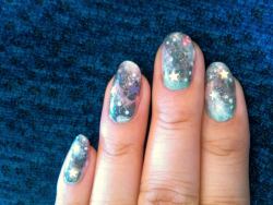 nailpornography:   Painted galaxy nails before my trip to NASA.