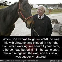 mindblowingfactz:When Don Karkos fought in WWII, he was hit with