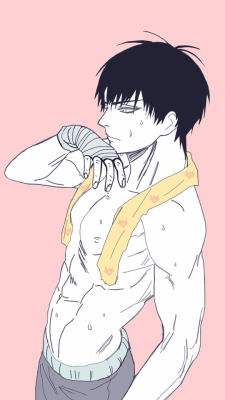 arukemeia:  He Tian exercising and thinking of his little red-haired