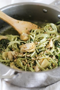 foodffs:  Turnip Pesto Pasta with Artichoke Hearts and KaleReally