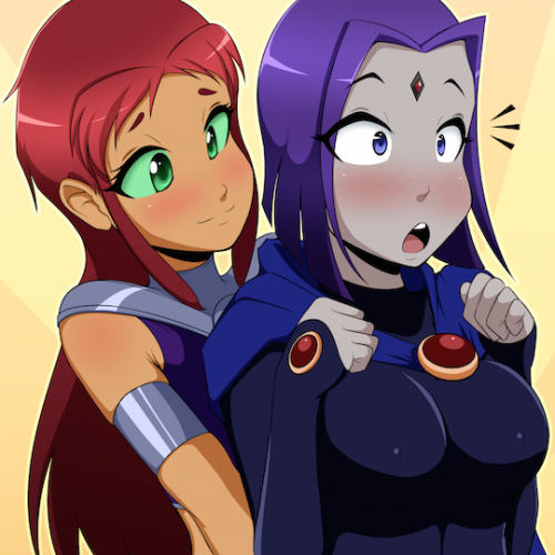 Starfire surprises Raven with a little action from behind. It seems that Raven won’t be too upset with her though.High-res version available on my Patreon page!Links: - Patreon - Ekaâ€™s Portal - SFW Art