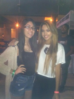 villegas-news:  Jasmine with fans at Chris Brown VS Quincy Baseball