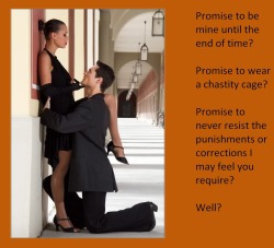 Promise to be mine until the end of time?Promise to wear a chastity