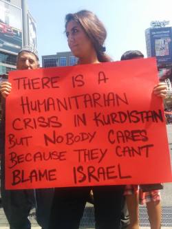 eretzyisrael:Sign at a Kurdish rally against ISIS persecution