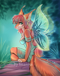 furrywolflover:Fairy Vixen art - by ImanikaPretty~ :3