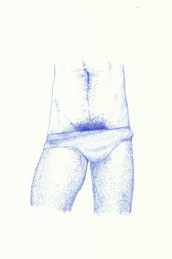 lesgarconsbleus:  “Tom’s Crotch”Blue ball penGrained paperA4