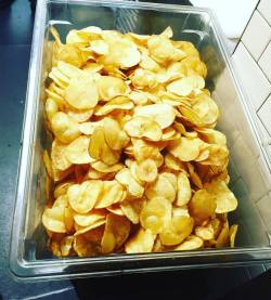 freshstreet:  Big ole’ bin of fresh kettle chips. #prep #firstshift