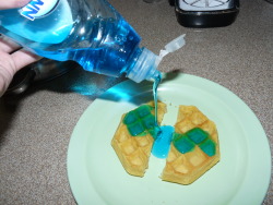 caffeineisforcoolkids:splattery:  you pour soap on your waffle.