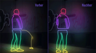 onlylolgifs:The German town Hamburg is using new paint against peeing in public