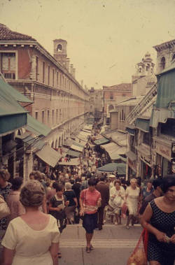 vintageeveryday:  View from Rialto Bridge, Venice, circa 1960.