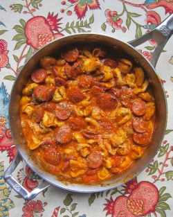 food–archives:  cheesy smoked sausage skillet.