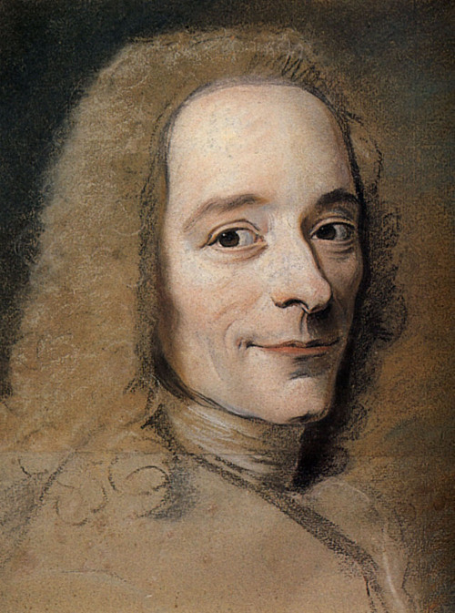 maurice-quentin-de-la-tour:Preparation to the portrait of Voltaire,