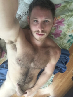 uncutrequired:Ummm sexy hairy bearded blond with fully covered