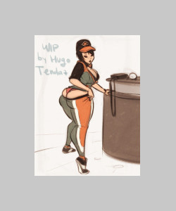 Rebecca Crane - Assassin’s Creed - Cartoon PinUp Sketch - WIP