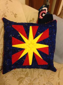 shinykari:  Finished my Kree star pillow! I am, *ahem* rusty