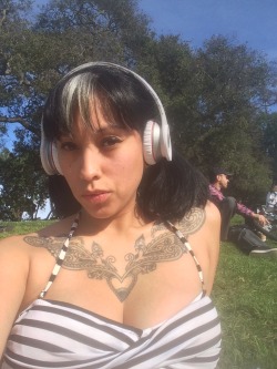 bitterbitchclubpresident:  Tanning @ the lake.  Listing to Gangsta