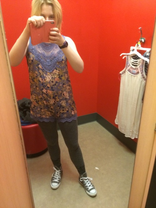 snartsnartsnart:  target dressing room featuring my gray leggings and sneakers