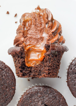 fullcravings:  Dulce De Leche Chocolate Cupcakes 