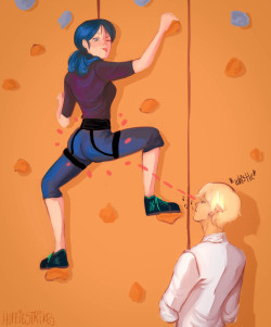 huffiestrikes:  Making good use of his rock climbing wall 