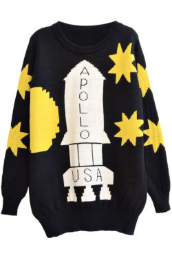 beebolie:  Printed Sweaters Picks  Apollo Rocket and Star Pattern 