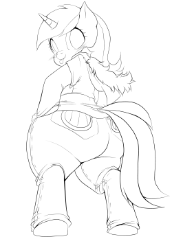 Line art of Lyra rocking some pants. May color when I get the