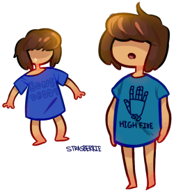 toyknifes:  frisk wearing sans’s big tshirts to bed gives me